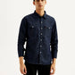 Men's Solid Slim Fit Denim Shirt - Front View