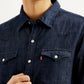 Men's Solid Slim Fit Denim Shirt - Detail View