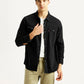 Men's Solid Black Slim Fit Denim Shirt - Styleshot View