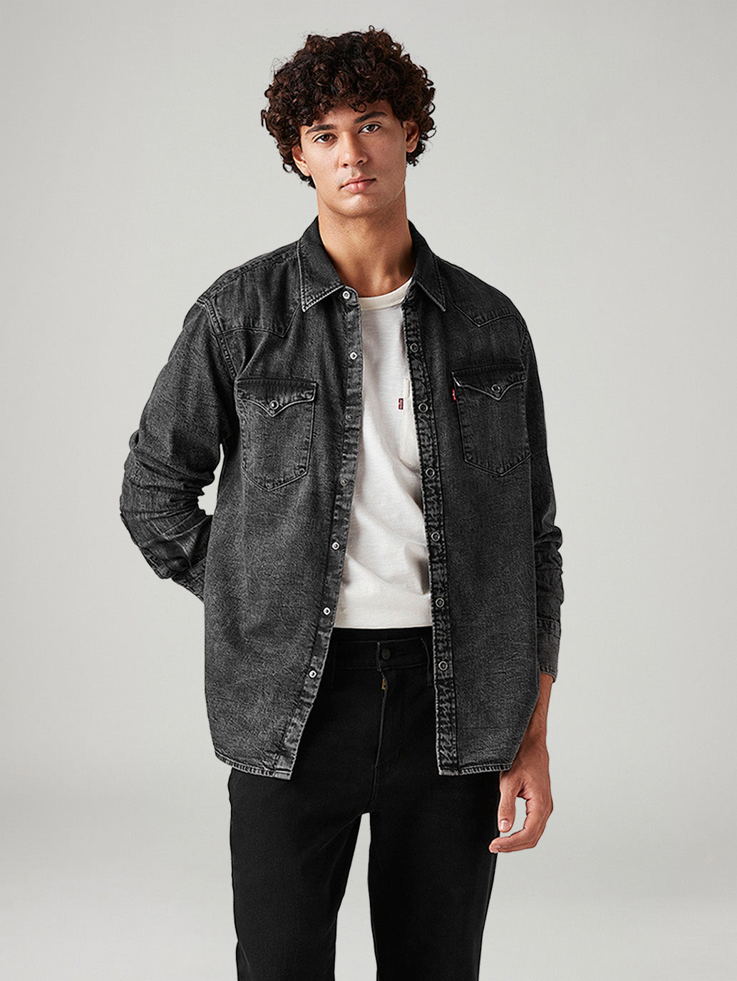 Men's Solid Slim Fit Denim Shirt - Styleshot View