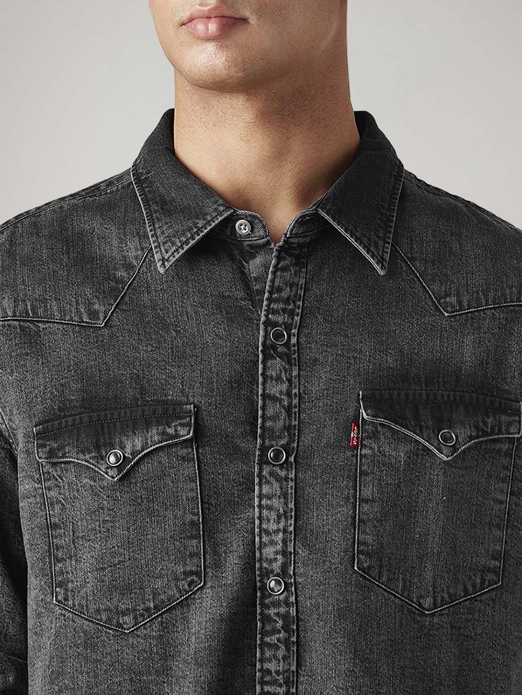 Men's Solid Slim Fit Denim Shirt - 20 View