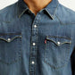 Men's Solid Indigo Slim Fit Denim Shirt - Detail View