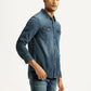 Men's Solid Indigo Slim Fit Denim Shirt - Side View
