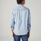 Men's Solid Slim Fit Denim Shirt - Back View