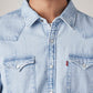 Men's Solid Slim Fit Denim Shirt - Detail View