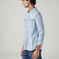 Men's Solid Slim Fit Denim Shirt - Side View