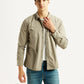 Men's Solid Beige Slim Fit Shirt - Styleshot View