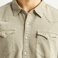 Men's Solid Beige Slim Fit Shirt - Detail View