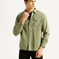 Men's Solid Olive Slim Fit Shirt - Styleshot View