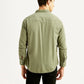 Men's Solid Olive Slim Fit Shirt - Back View