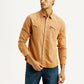 Men's Solid Tan Slim Fit Shirt - Front View