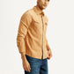 Men's Solid Tan Slim Fit Shirt - Side View