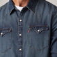 Men's Solid Slim Fit Denim Shirt - Detail View