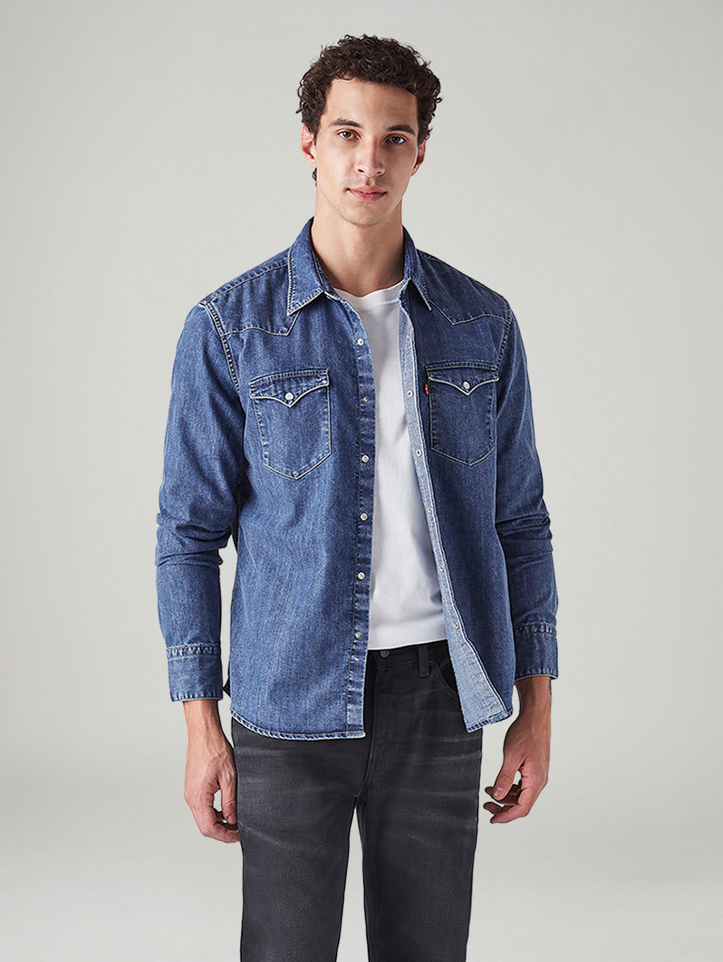 Men's Solid Slim Fit Denim Shirt