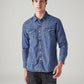 Men's Solid Slim Fit Denim Shirt - Front View