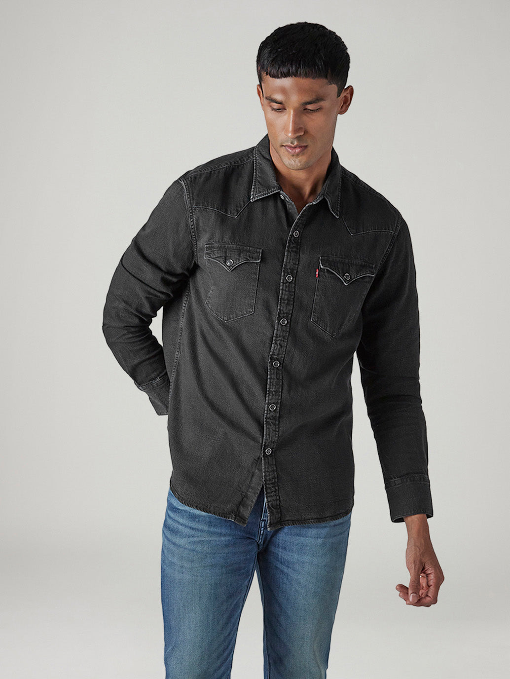 Men's Solid Slim Fit Denim Shirt