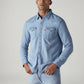 Men's Solid Slim Fit Denim Shirt - Front View