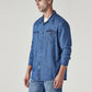 Men's Solid Slim Fit Denim Shirt - Side View
