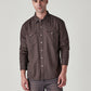 Men's Solid Slim Fit Denim Overdyed Shirt - Front View