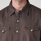 Men's Solid Slim Fit Denim Overdyed Shirt - Detail View