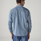 Men's Striped Slim Fit Denim Shirt - Back View