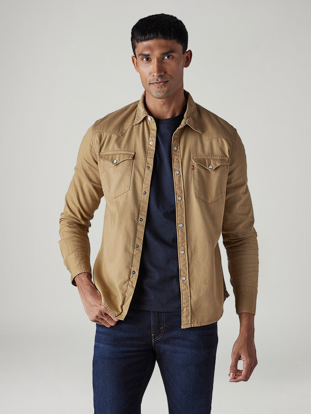 Men's Solid Slim Fit Denim Overdyed Shirt