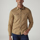 Men's Solid Slim Fit Denim Overdyed Shirt - Front View