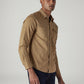 Men's Solid Slim Fit Denim Overdyed Shirt - Side View
