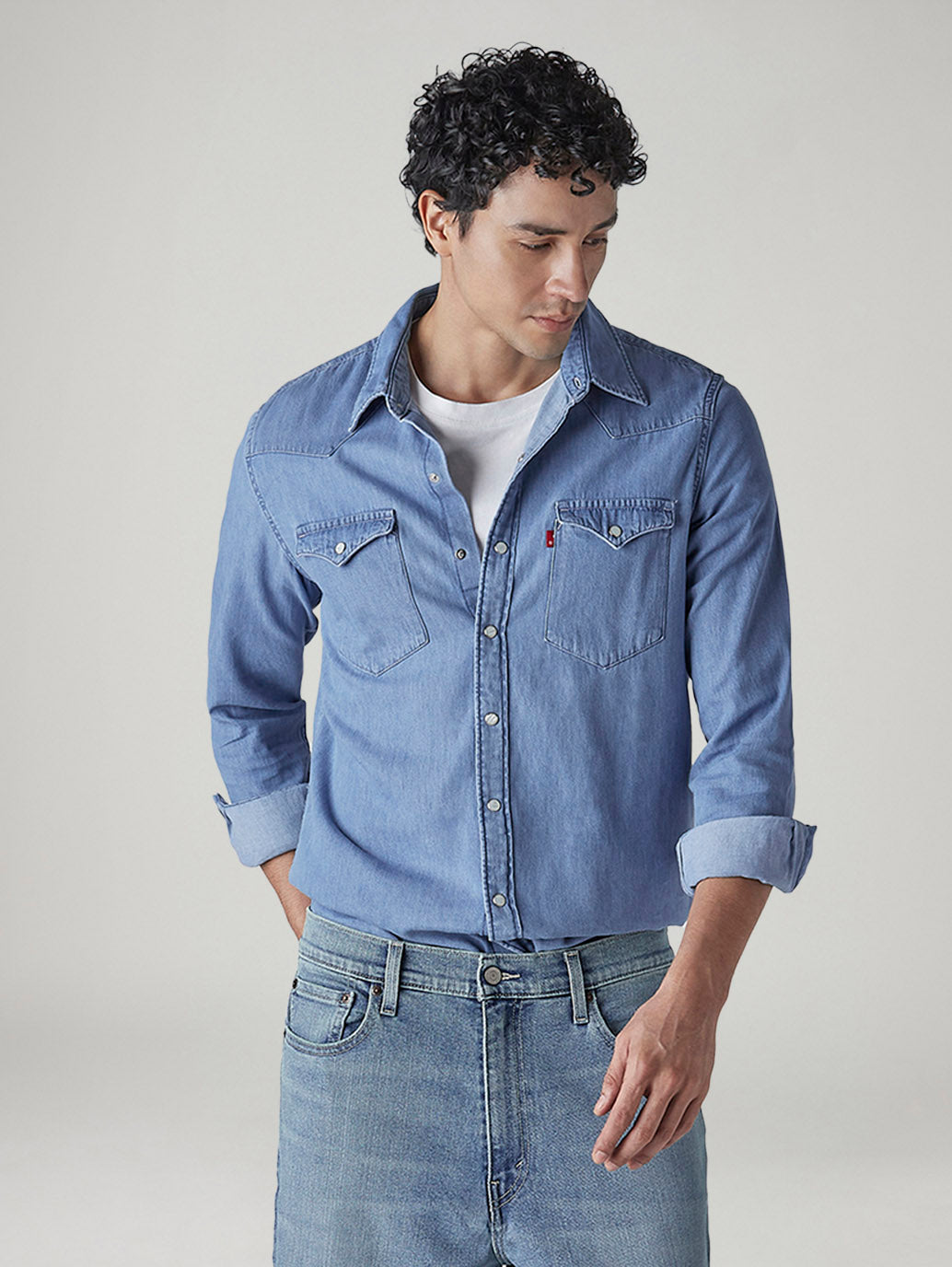 Men's Solid Regular Fit Denim Shirt