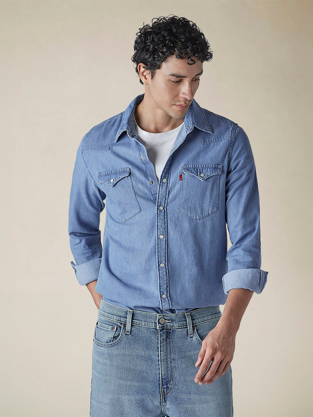 Men's Solid Regular Fit Denim Shirt