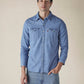 Men's Solid Regular Fit Denim Shirt - 7785c6cc-debe-4669-aafe-99a361c7ad90 View