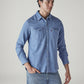 Men's Solid Regular Fit Denim Shirt - Side View