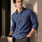 Men's Solid Regular Fit Denim Shirt - 176210392 View