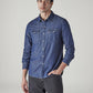 Men's Solid Regular Fit Denim Shirt - Front View
