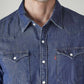 Men's Solid Regular Fit Denim Shirt - Detail View