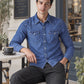 Men's Solid Regular Fit Denim Shirt - 176210393 View