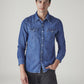 Men's Solid Regular Fit Denim Shirt - Front View