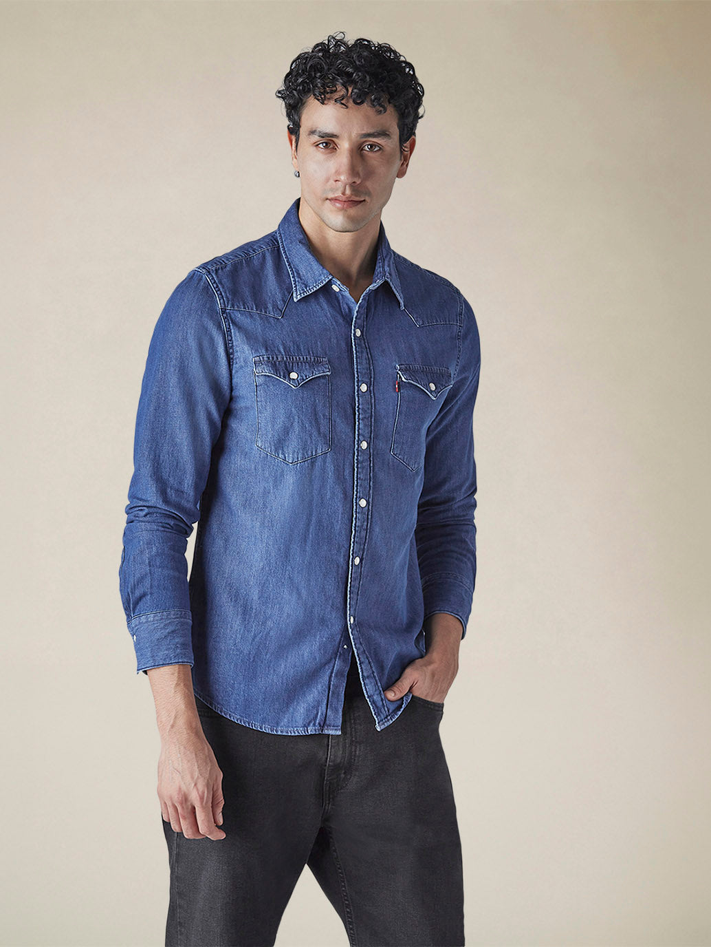 Men's Solid Regular Fit Denim Shirt - 4156c703-7287-4f1c-a233-13fe948a4bf7 View