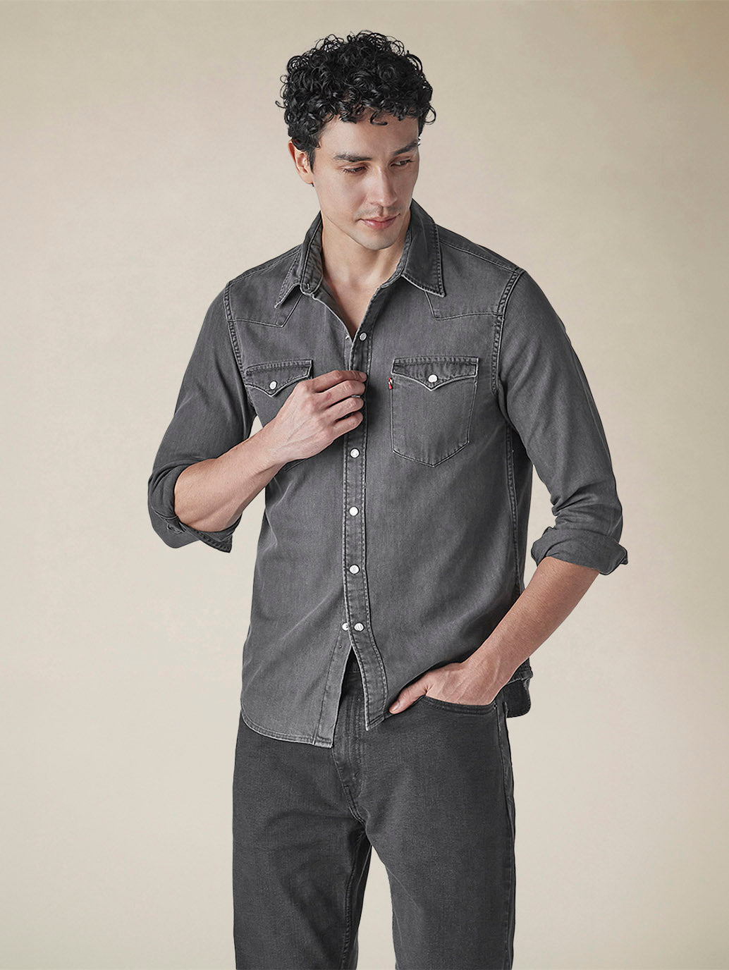Men's Solid Regular Fit Denim Shirt - c75cdf7d-2437-4d3d-a2ec-6f22d303a15d View