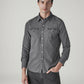 Men's Solid Regular Fit Denim Shirt - Front View
