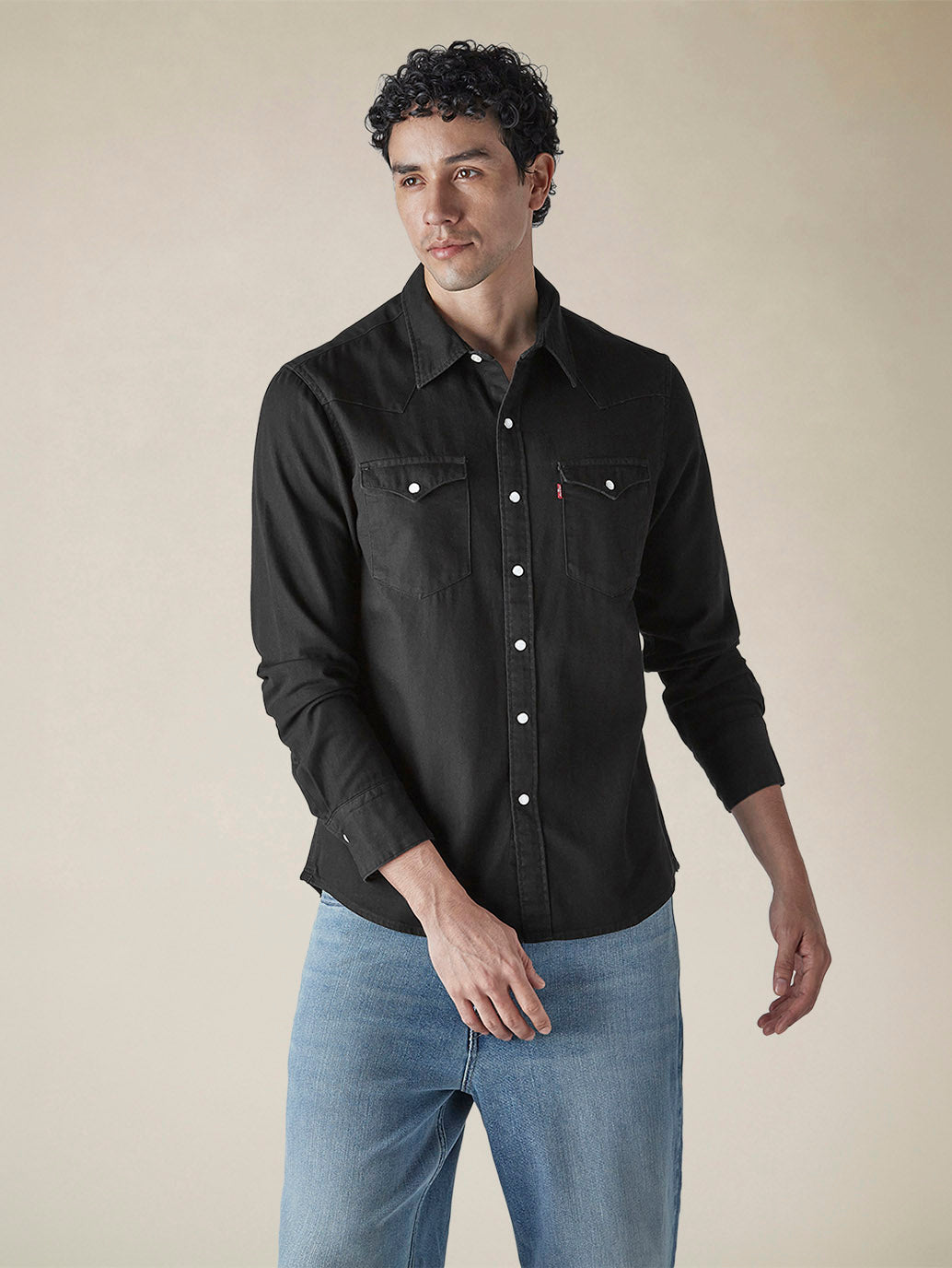Men's Solid Regular Fit Denim Shirt - b422133f-87cb-4c91-89bf-a27279a7330b View