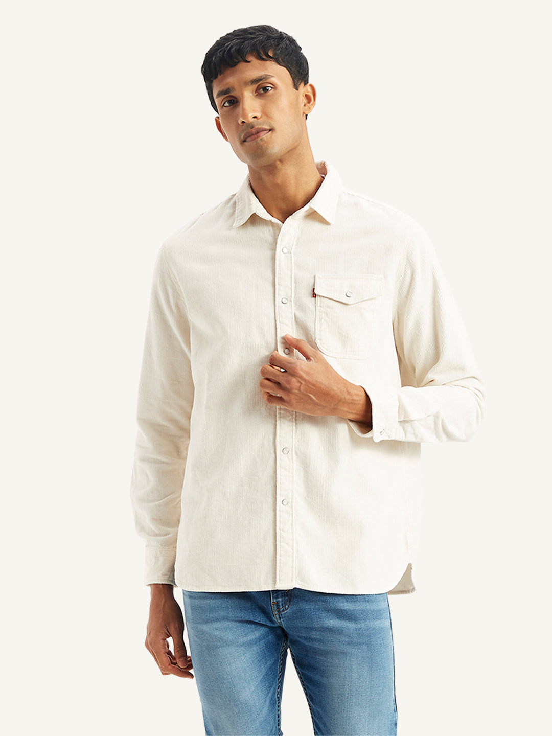 Men's Solid Regular Fit Denim Shirt