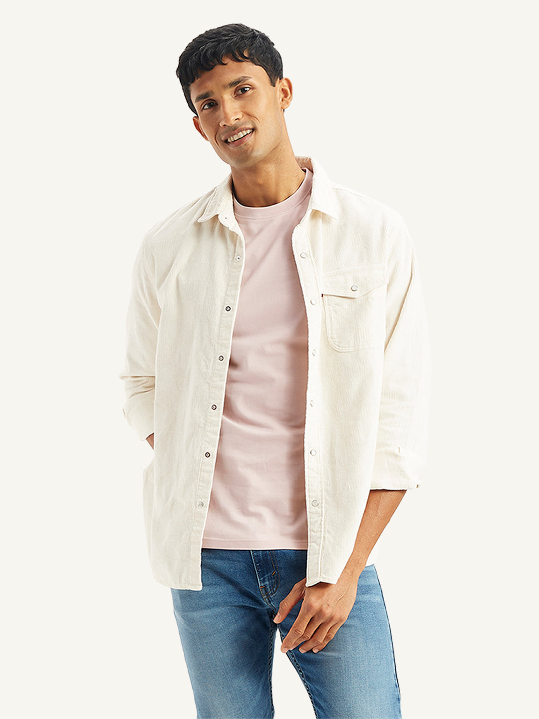 Men's Solid Regular Fit Denim Shirt