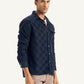 Men's Checkered Spread Collar Denim Shirt