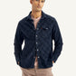 Men's Checkered Spread Collar Denim Shirt