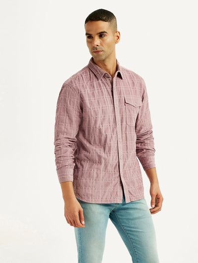 levi's Men's Mauve Checkered Slim Fit Corduroy Shirt-picture-16