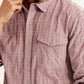 Men's Mauve Checkered Slim Fit Corduroy Shirt - Detail View
