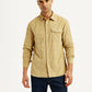 Men's Checkered Slim Fit Corduroy Shirt - Front View