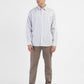 Men's Striped Spread Collar Shirt White