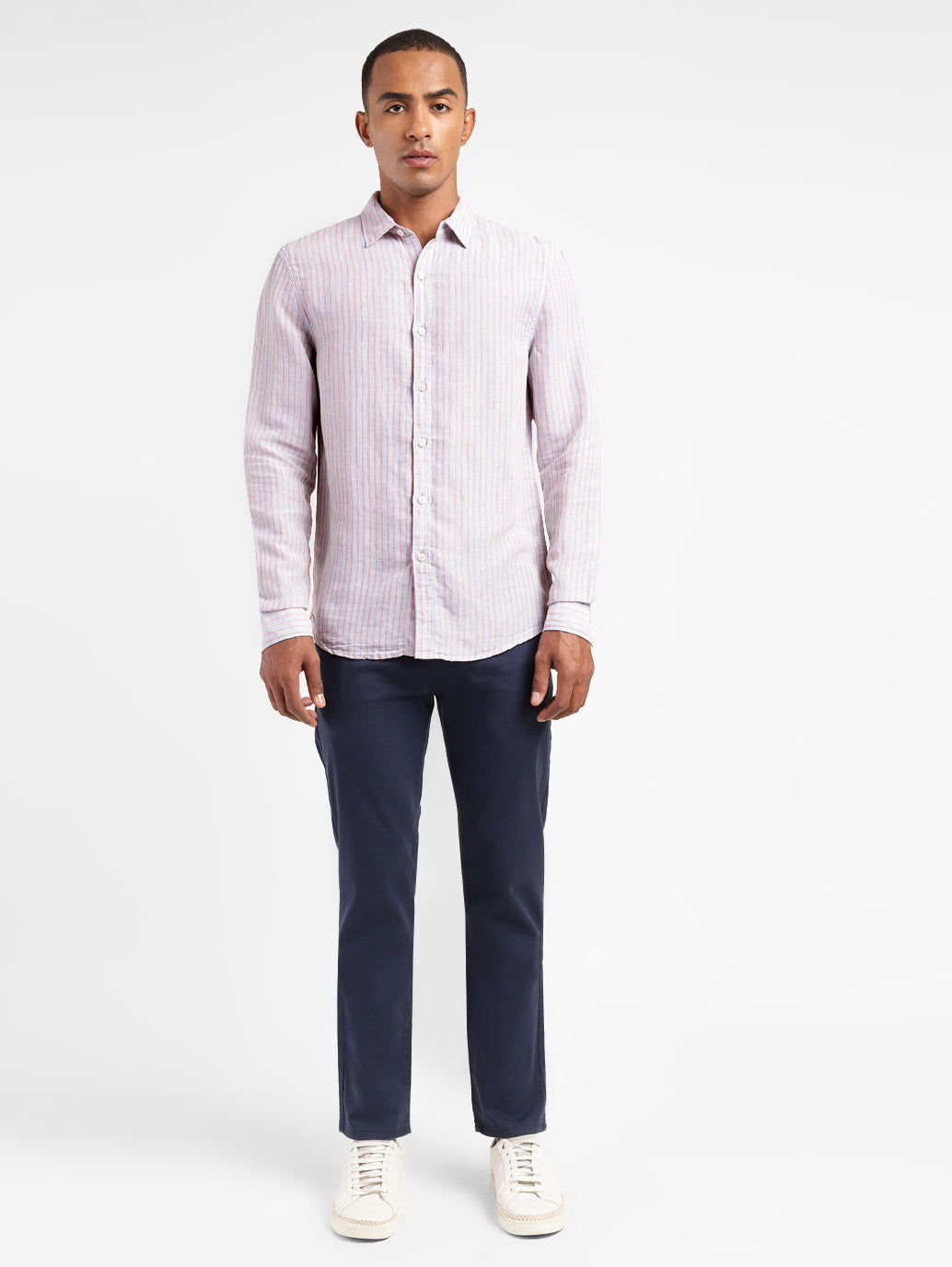 Men's Striped Slim Fit Linen Shirt